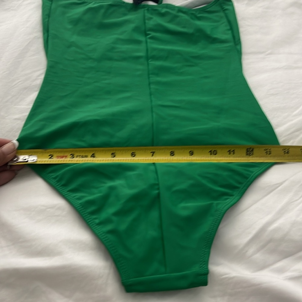 DANIELA CORTE Green One Piece Swimsuit Halter Strap Silver Accent Size Medium - Picture 12 of 13